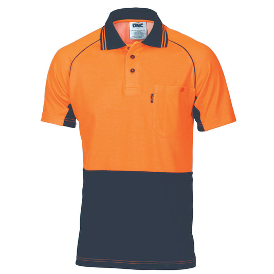 3719 HiVis Cotton Backed Cool-Breeze Contrast Polo – Short Sleeve