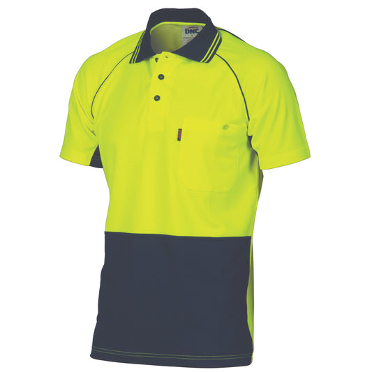 3719 HiVis Cotton Backed Cool-Breeze Contrast Polo – Short Sleeve