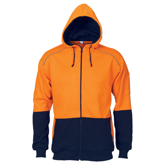 3728 HiVis Contrast Piping Fleecy Hoodie